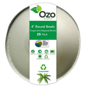 Ozo EcoPro, Sugarcane Bowls Round 4", 25 Packets