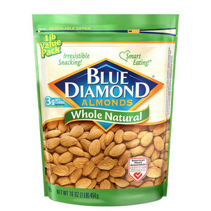 Blue Diamond, Whole Natural Almonds, 16 Oz(Case Of 6)