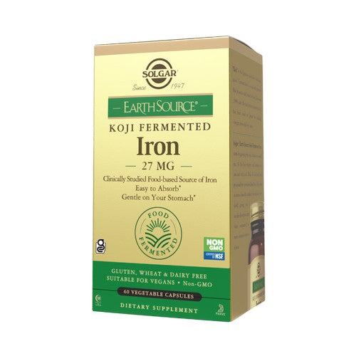 Solgar, Earth Source Food Fermented Koji Iron, 27 mg, 60 Veg Caps