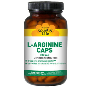 Country Life, L-Arginine with B-6, 500 MG, 100 Caps