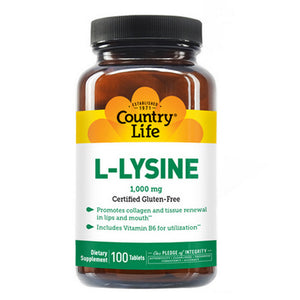 Country Life, L-Lysine with B-6, 1000 MG, 100 Tabs