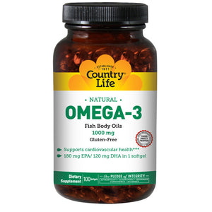 Country Life, Omega 3 Fish Body Oils, 1000 MG, 100 Sftgls