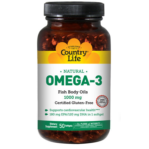 Country Life, Omega 3 Fish Body Oils, 1000 MG, 50 Sftgls