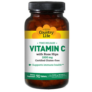 Country Life, Vitamin C with RH & TR, 1000 MG, 90 Tabs