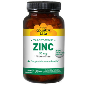 Country Life, Zinc Target-Mins, 50 mg, 180 Tabs