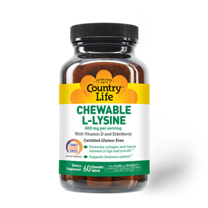 Country Life, Chewable L-Lysine, 600 mg, 60 Tabs