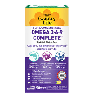 Country Life, Ultra Omega 3-6-9, 90 Softgel
