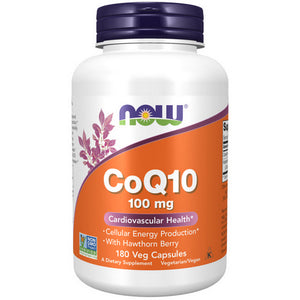 Now Foods, CoQ10 with Hawthorn Berry Vegetarian, 100 mg, 180 Veg Caps