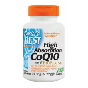 Doctors Best, High Absorption CoQ10 with Bioperine, 100 mg, 60 Veggie Caps