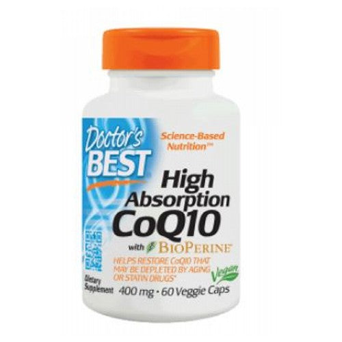 Doctors Best, High Absorp CoQ10 with Bioperine, 400 mg, 60 Veggi Caps