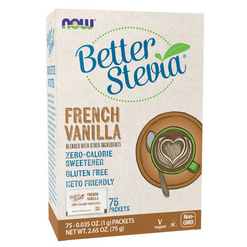 Now Foods, French Vanilla Stevia Packets, 75/box