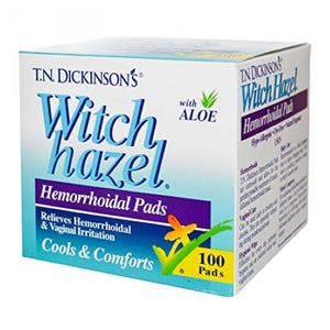 T.N. Dickinson's, Witch Hazel Hemorrhoidal Pads with Aloe, 100 Ct