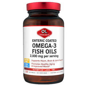 Olympian Labs, Enteric Coated Omega 3 Fish Oils, 1g (180EPA/120DHA), 120 sg
