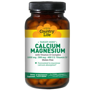 Country Life, CalciumNo ChangeMagnesium With Vitamin D Complex, 1000mg / 500 mg, 120 Vegan Capsules (400 I.U)