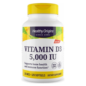Healthy Origins, Vitamin D3, 5000 IU, 120 Soft Gels