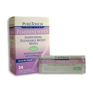 Pure Touch Skin Care, Feminine Wipes Flushable, 24 CT