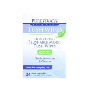 Pure Touch Skin Care, Tush Wipes Flushable, 24 CT