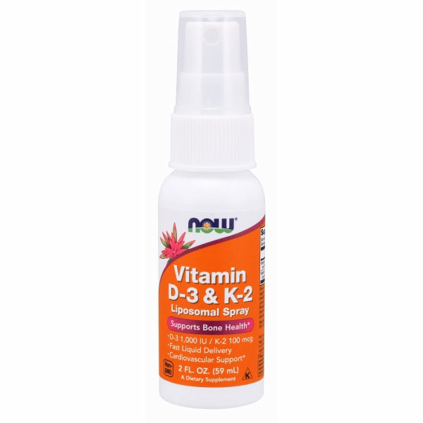 Now Foods, Vitamin D-3 & K-2 Liposomal Spray, 1000 IU/100 mcg, 2 oz