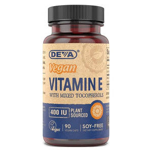 Deva Vegan Vitamins, Vegan Natural Vitamin E, 400 IU, mixed tocopherols 90 vcaps