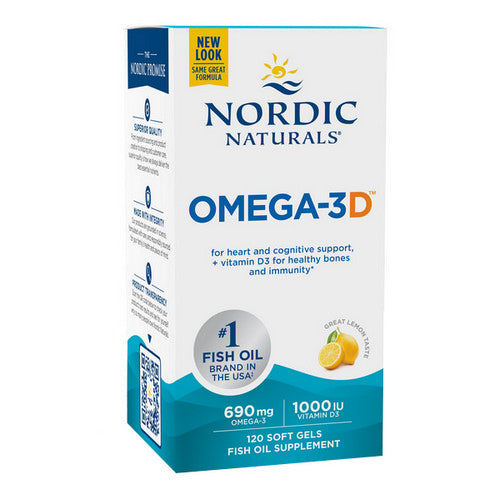 Nordic Naturals, Omega-3D, 1000 mg, Lemon, 120 Softgels