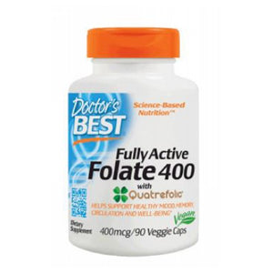 Doctors Best, Fully Active Folate with Quatrefolic, 400 mcg, 90 vcaps