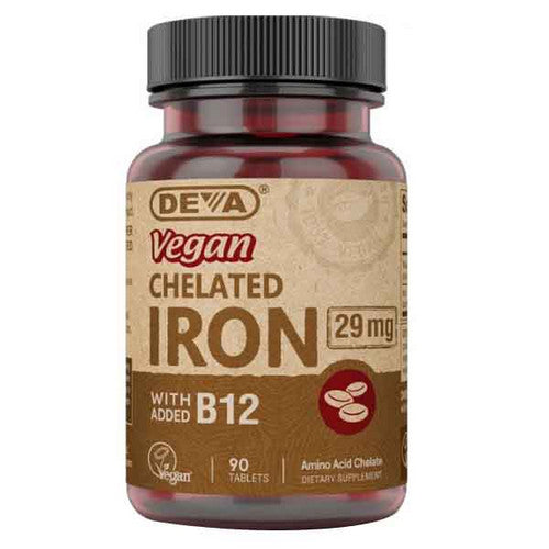 Deva Vegan Vitamins, Chelated IRON Vegan, 90 TAB
