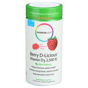 Rainbow Light, Berry D-Licious Vitamin D3, 2500IU, Ripe Raspberry 50 Gummies