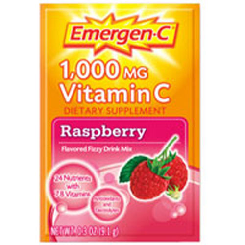 Alacer, Emergen-C Vitamin C Drink Mix, 1000 mg, Raspberry 10 pkts