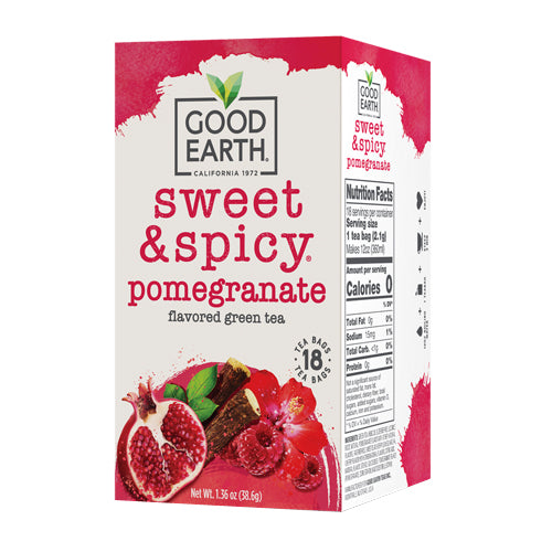 Good Earth Teas, Sweet and Spicy Pomegranate Flavored Green Tea, 18 Bags