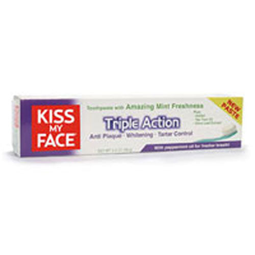 Kiss My Face, Triple Action Toothpaste Flouride Free, Mint 4.1 oz