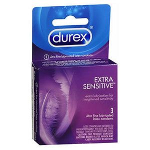 Durex, Durex Extra Sensitive Lubricated Latex Condoms, 3 Count