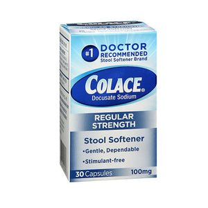 Colace, Colace Docusate Sodium Stool Softener Laxative Capsules, 100 mg, Count of 30