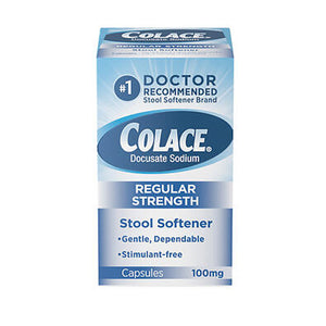 Colace, Colace Docusate Sodium Stool Softener Laxative Capsules, 100 mg, Count of 1