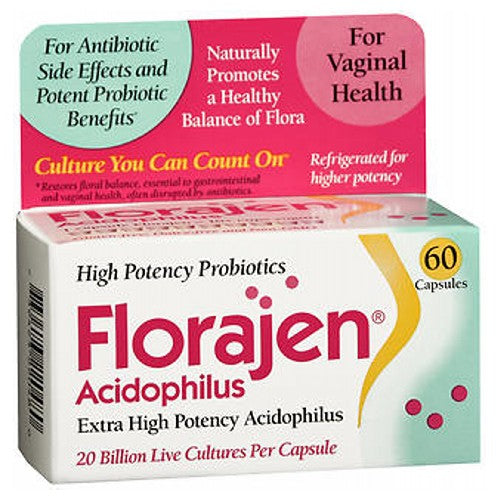 Florajen, Florajen Acidophilus Probiotic Capsules, 60 caps