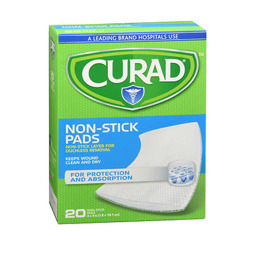 Curad, Curad Non-Stick Pads Ouchless, Model No : 27000, 3 Inches X 4 Inches Sterile Pads, 20 Each