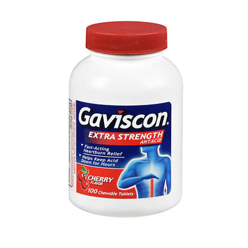 Gaviscon, Gaviscon Extra Strength Antacid Chewable Tablets, Cherry 100 tabs