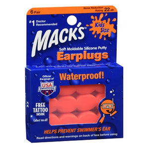 Mack's, Kids Soft Moldable Silicone Ear Plugs, 6 Pairs