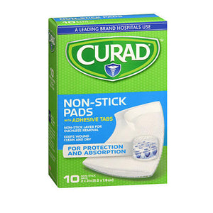 Medline, Curad Non-Stick Pads With Adhesive Tabs, 2 Inches X 3 Inches, 10 Each
