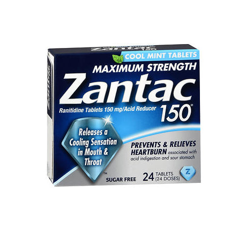 Nubian Heritage, Zantac 150 Maximum Strength Acid Reducer Tablets, 150 mg, Cool mint 24 tabs