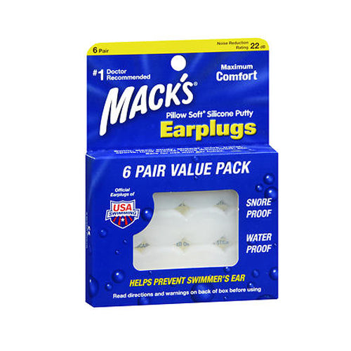 Mack's, Mack's Pillow Soft Silicone Putty Earplugs, 6 Pair