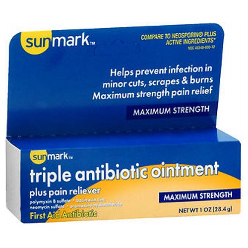 Sunmark, Sunmark Triple Antibiotic Ointment Plus Pain Reliever, Count of 1