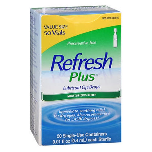 Refresh, Refresh Plus Lubricant Eye Drops Single-Use Containers, Count of 50