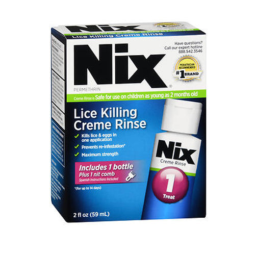 Nix, Nix Lice Treatment Creme Rinse And Nit Removal Comb, 2 oz