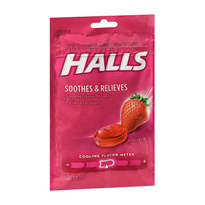 Halls, Halls Mentho-Lyptus Cough Drops, Strawberry 30 Count